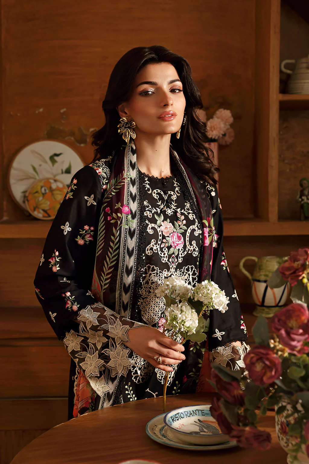 Unstitched 3Pc Embroidered Luxury Lawn Dress Ramsha Andaaz 1306 - Image 6