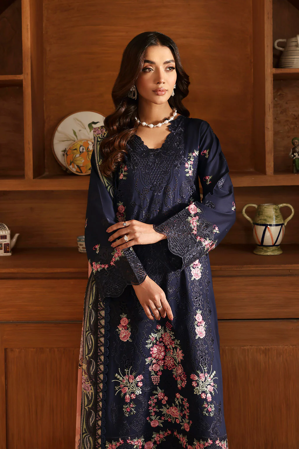 Unstitched 3Pc Embroidered Luxury Lawn Dress Ramsha Andaaz 1308 - Image 2