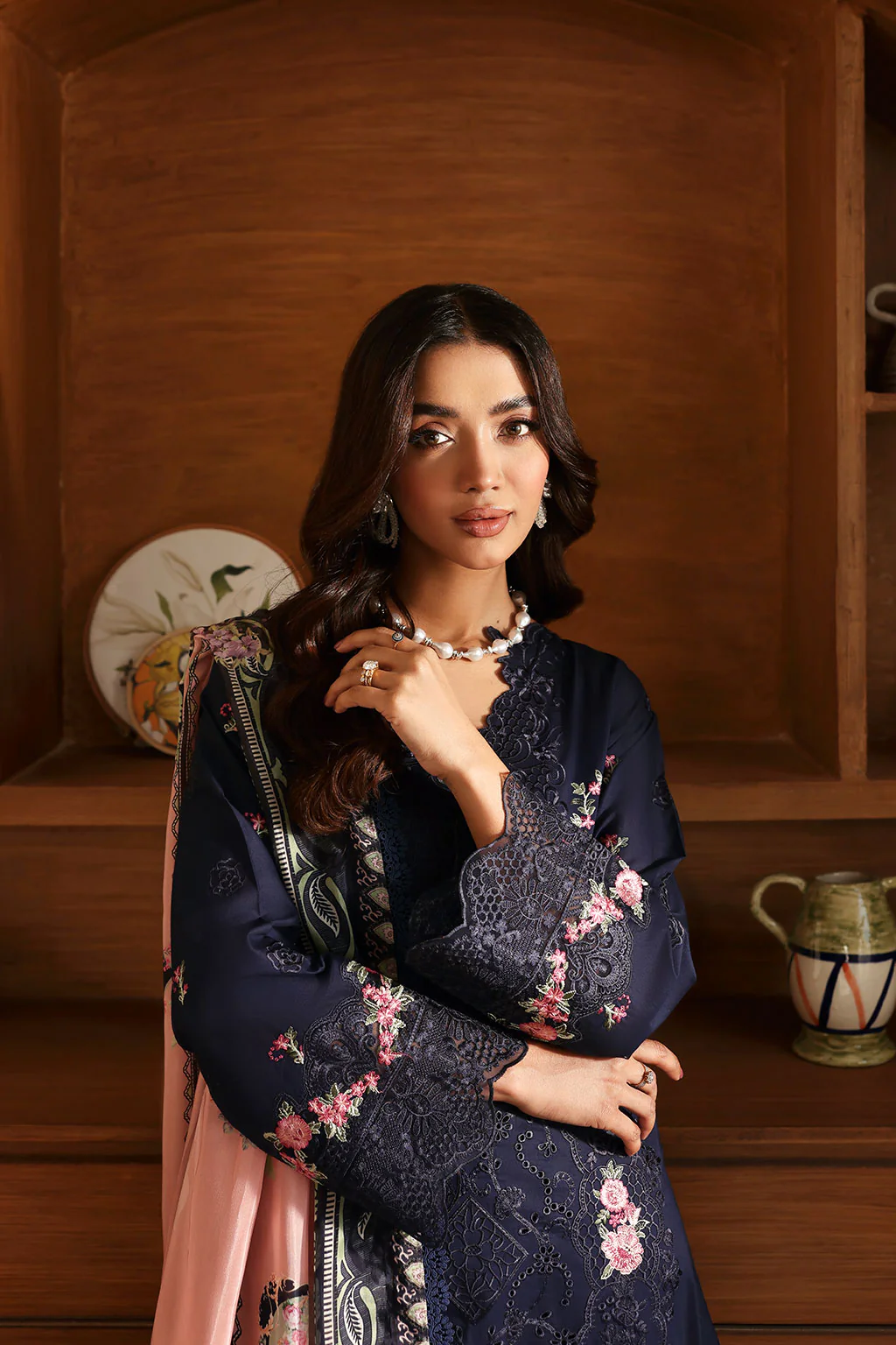 Unstitched 3Pc Embroidered Luxury Lawn Dress Ramsha Andaaz 1308 - Image 3