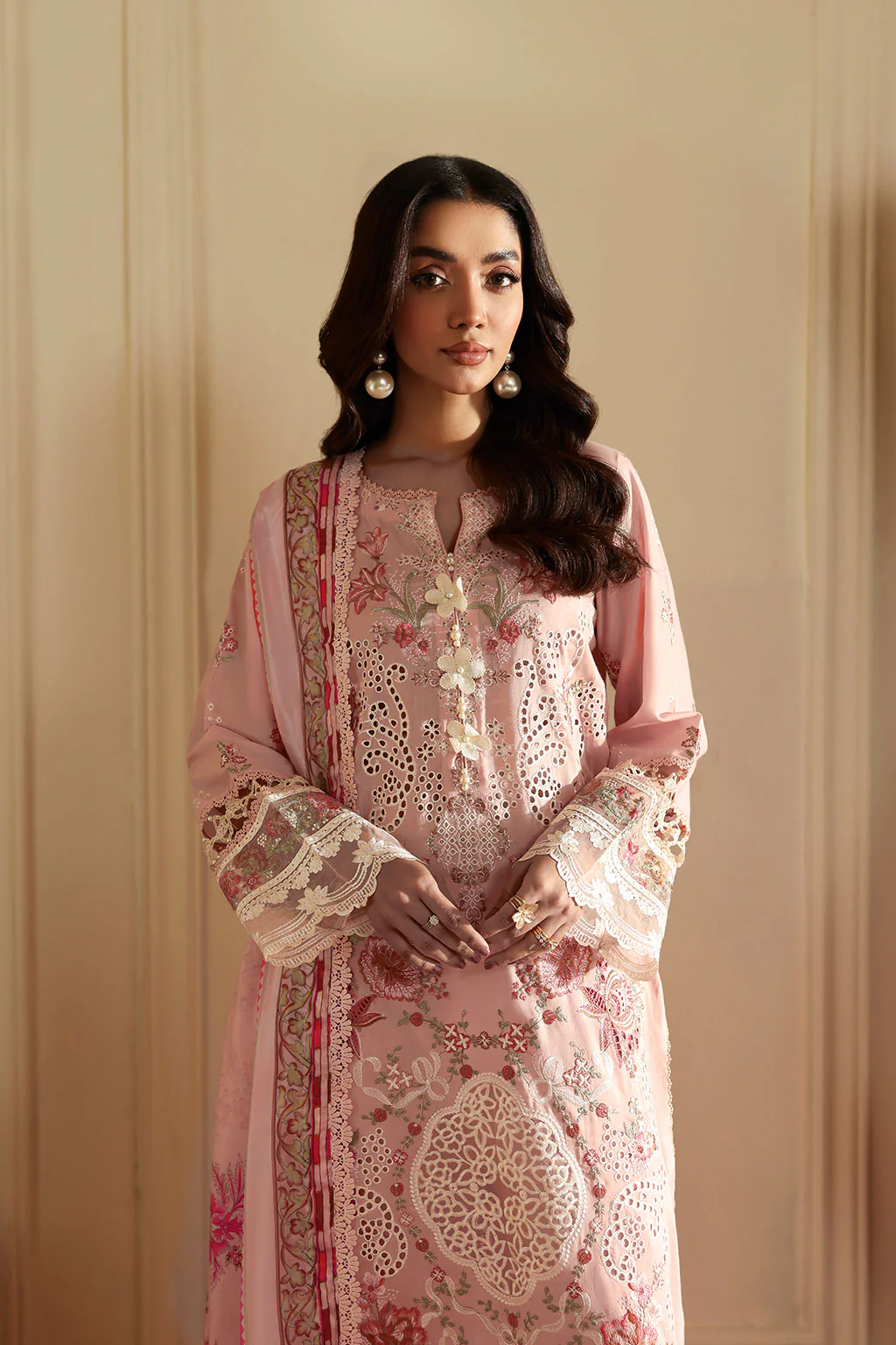 Unstitched 3Pc Embroidered Luxury Lawn Dress Ramsha Andaaz 1302 - Image 2