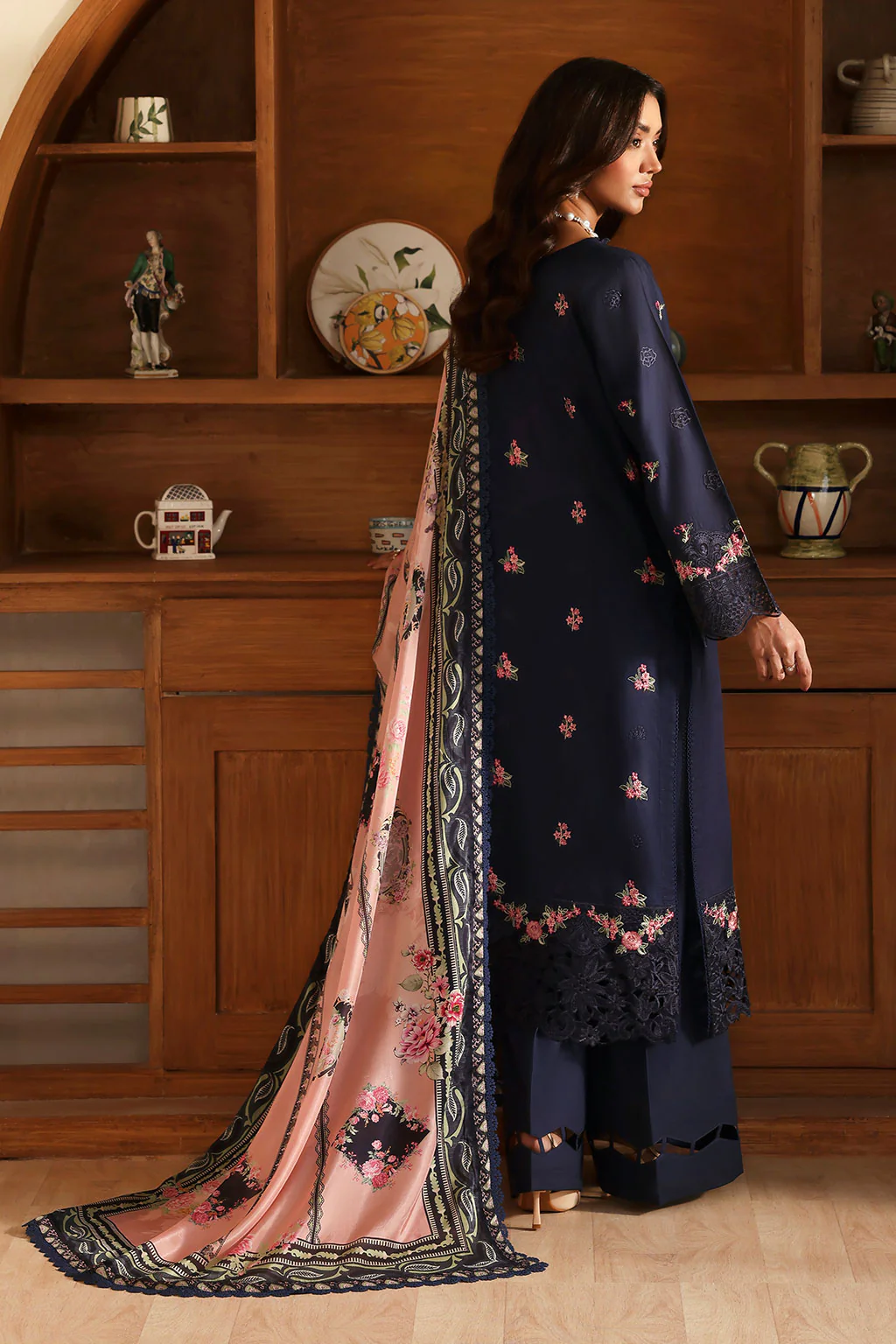 Unstitched 3Pc Embroidered Luxury Lawn Dress Ramsha Andaaz 1308 - Image 5