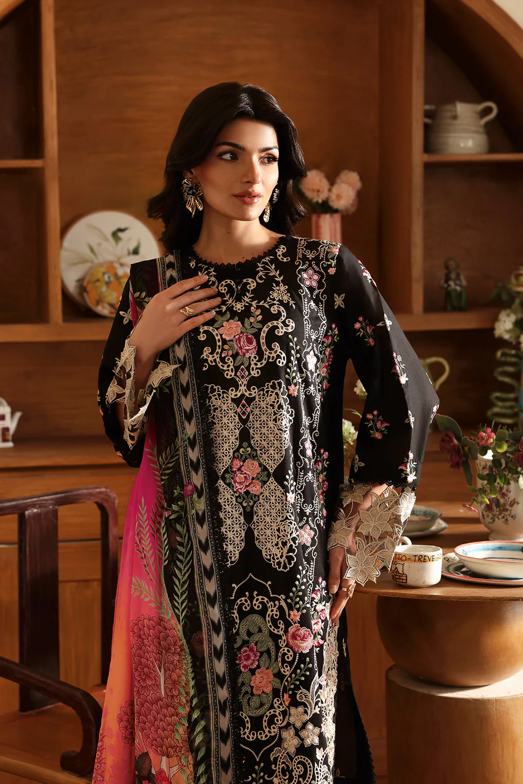 Unstitched 3Pc Embroidered Luxury Lawn Dress Ramsha Andaaz 1306 - Image 2