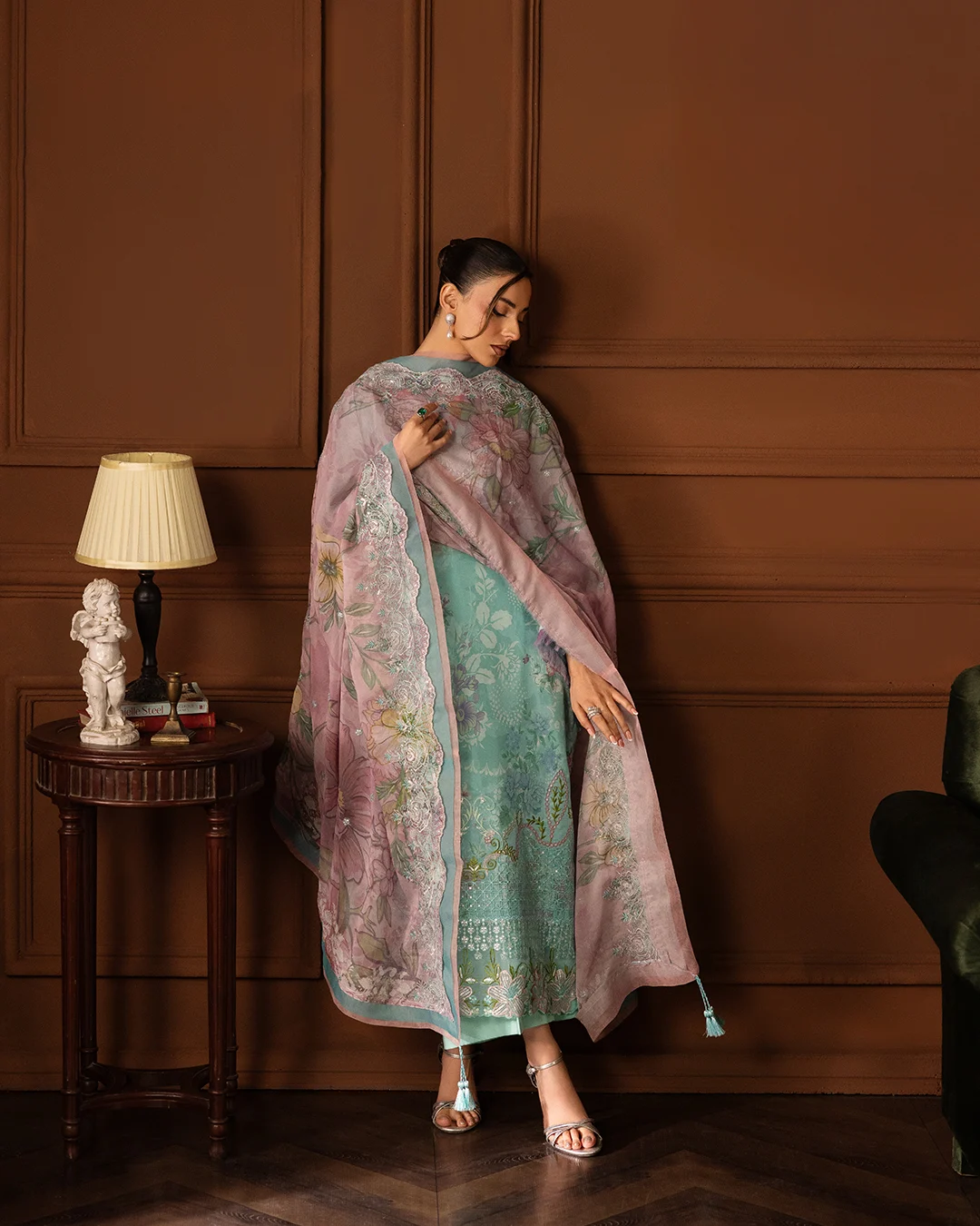 Unstitched 3Pc Embroidered Swiss Lawn Dress GullJee Safaira A-09 - Image 2