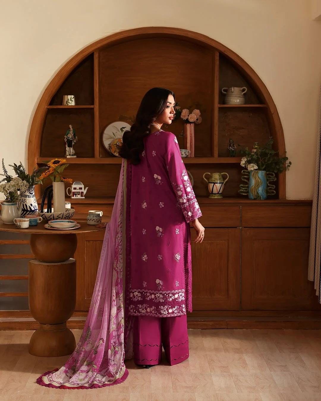 Unstitched 3Pc Embroidered Luxury Lawn Dress Ramsha Andaaz 1304 - Image 3