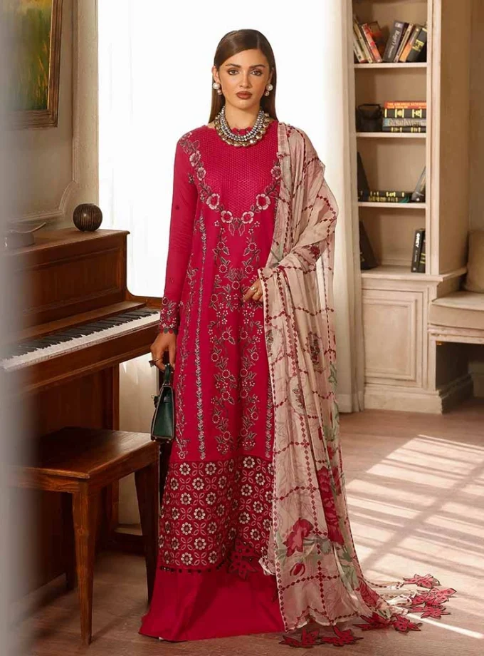 Unstitched 3Pc Exclusive Embroidered Luxury Lawn Dress Brenish Periwina 103