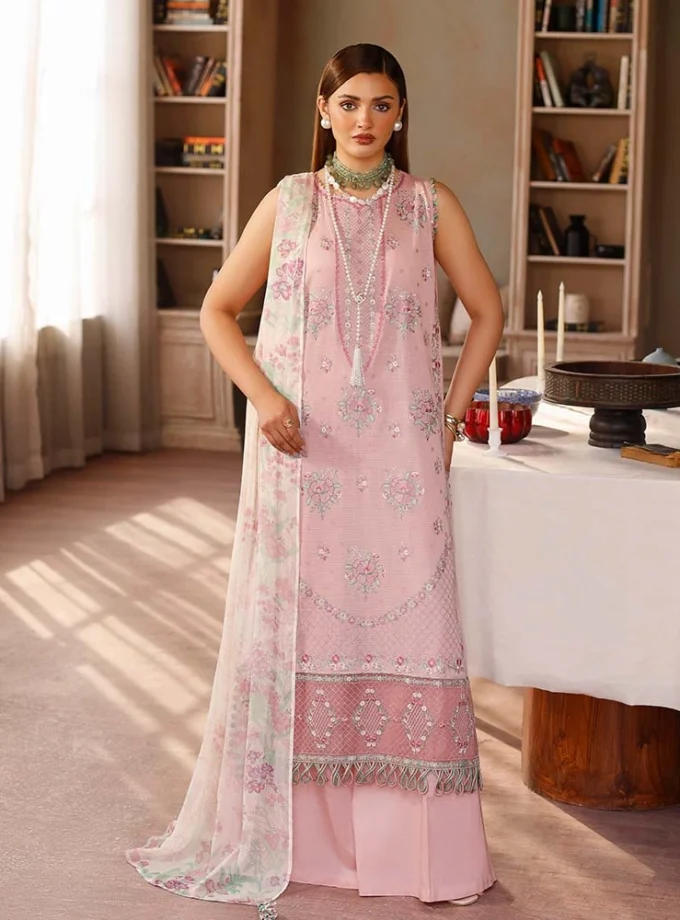 Unstitched 3Pc Exclusive Embroidered Luxury Lawn Dress Brenish Periwina 106