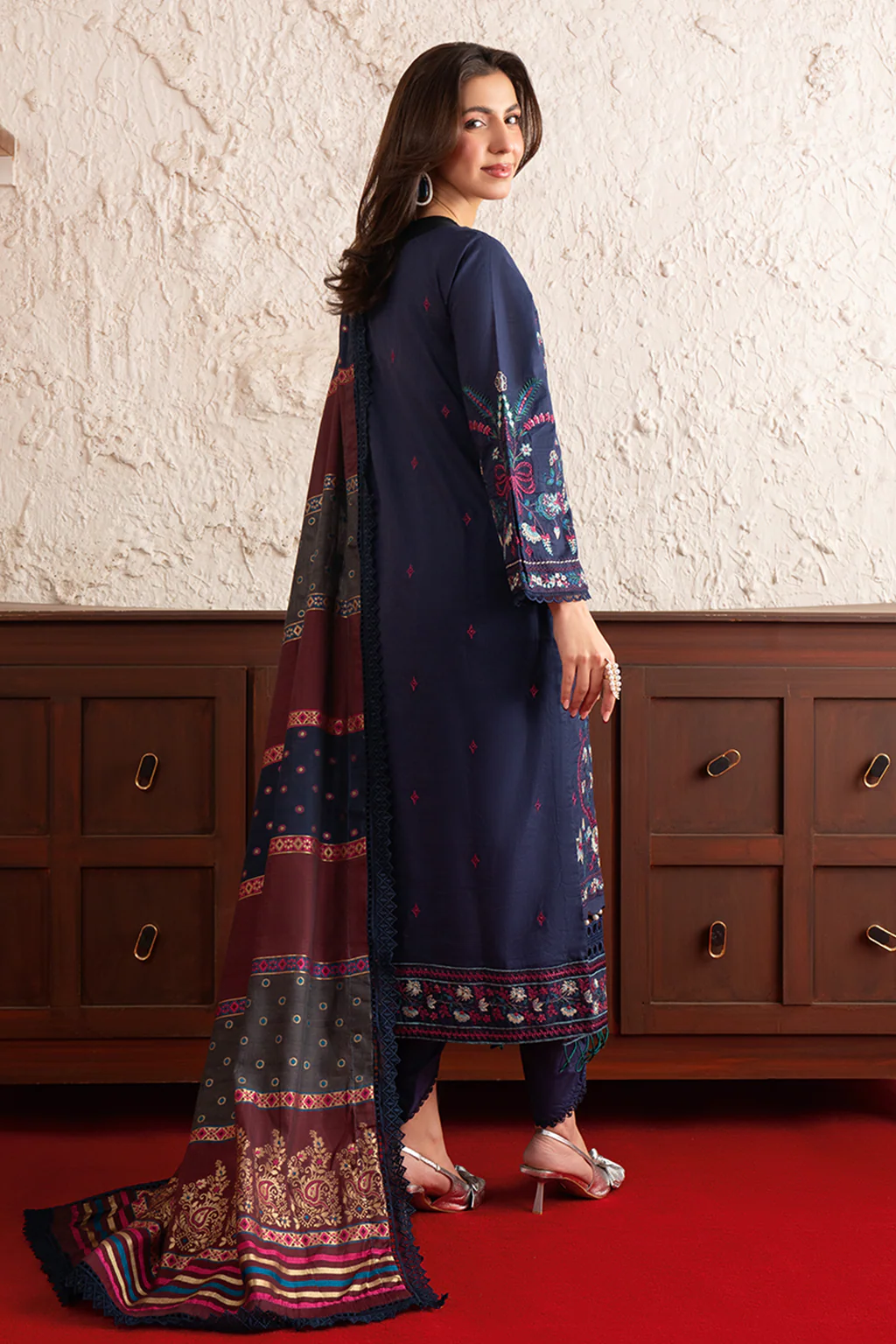 Unstitched 3Pc Embroidered Lawn Dress Poshak by Johra JS 163 - Image 2