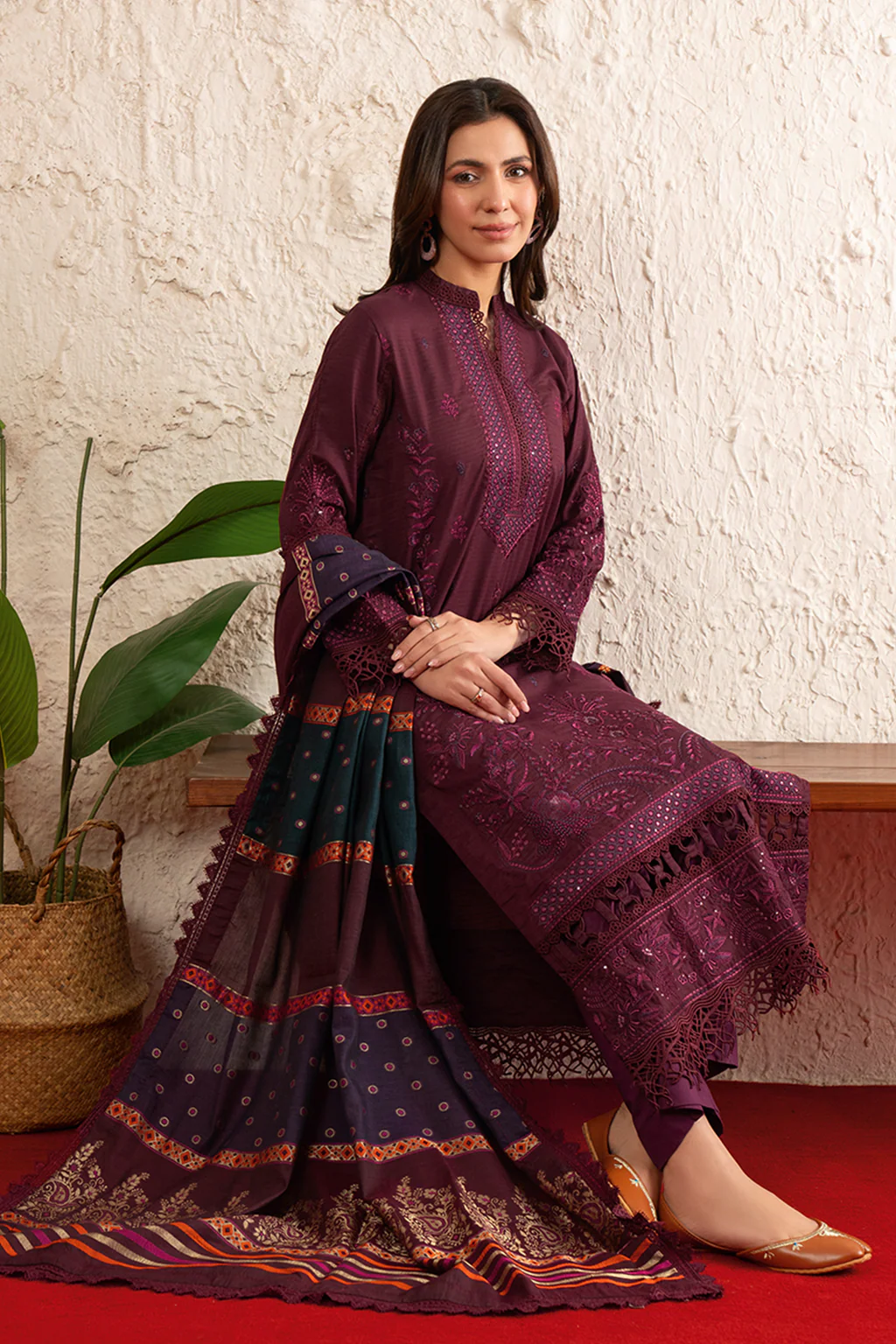 Unstitched 3Pc Embroidered Lawn Dress Poshak by Johra JS 167 - Image 3