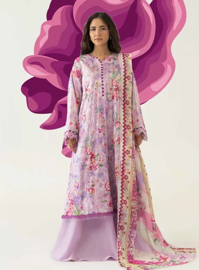 Unstitched 3Pc Digital Printed Chikankari Lawn Dress Love Notes by Brenish B 05