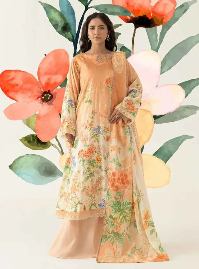 Unstitched 3Pc Digital Printed Chikankari Lawn Dress Love Notes by Brenish B 10