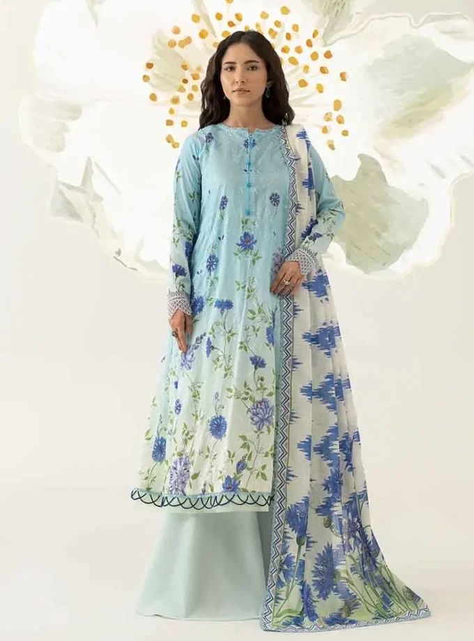 Unstitched 3Pc Digital Printed Chikankari Lawn Dress Love Notes by Brenish B 12