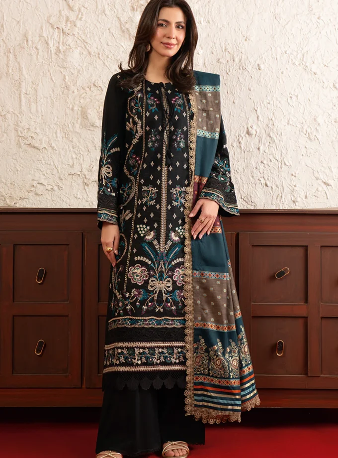 Unstitched 3Pc Embroidered Lawn Dress Poshak by Johra JS 164