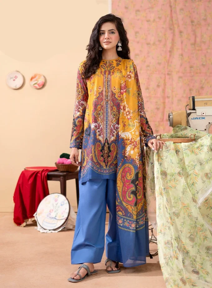Unstitched 3Pc Luxury Digital Printed Lawn Dress Araz by GullJee GJA 101