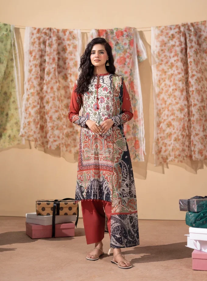 Unstitched 3Pc Luxury Digital Printed Lawn Dress Araz by GullJee GJA 103