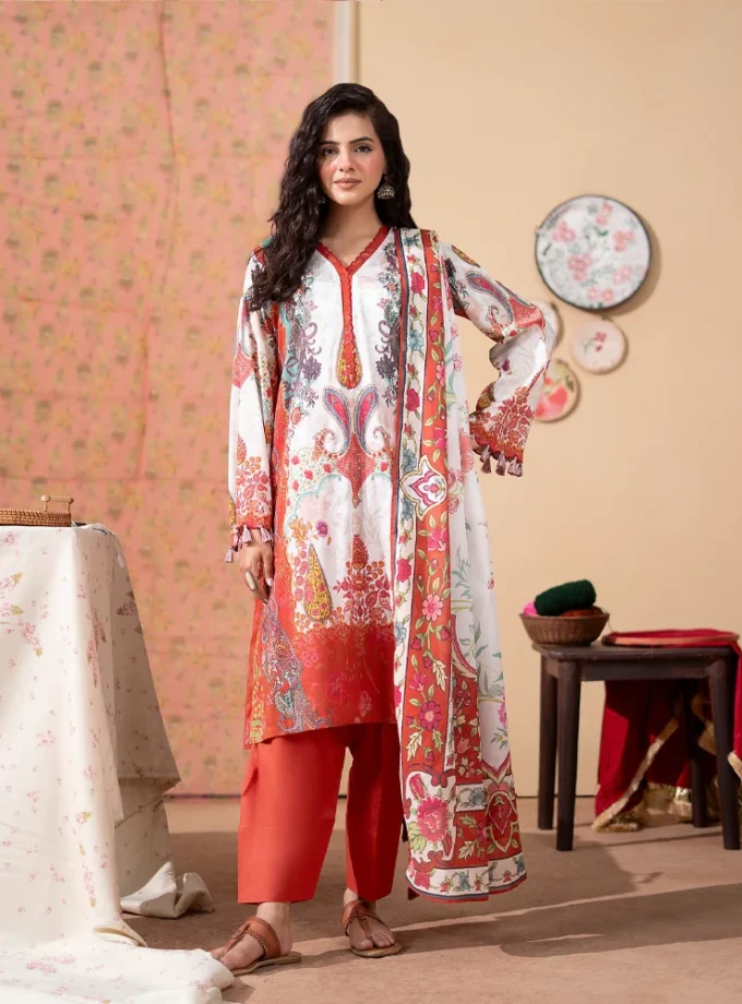 Unstitched 3Pc Luxury Digital Printed Lawn Dress Araz by GullJee GJA 105