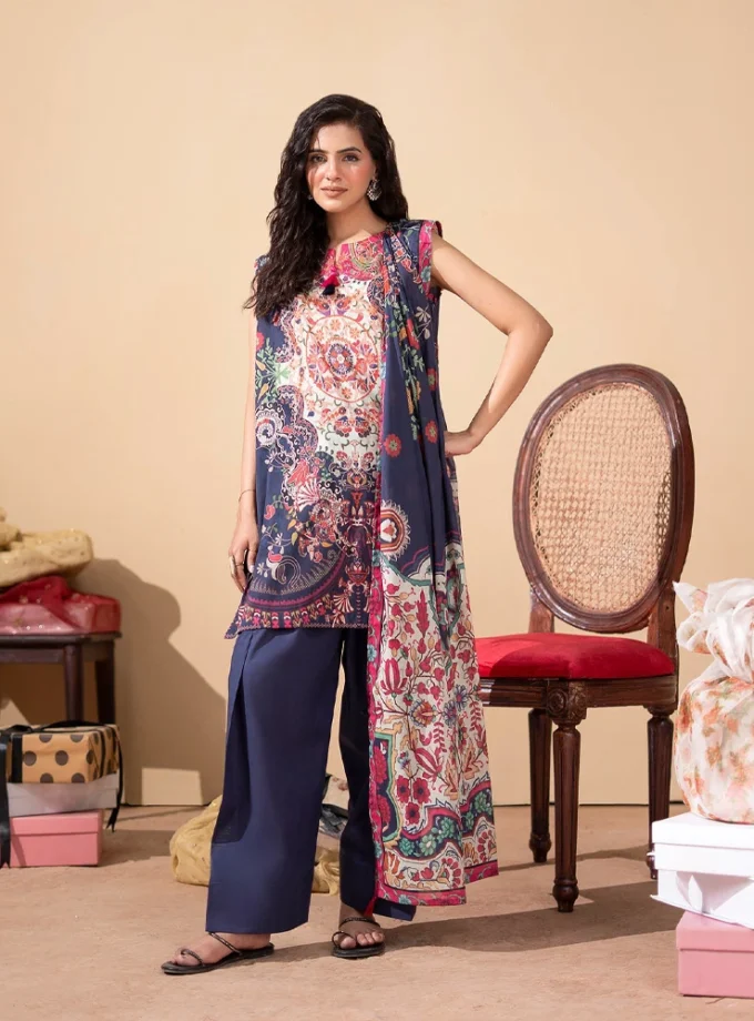 Unstitched 3Pc Luxury Digital Printed Lawn Dress Araz by GullJee GJA 108