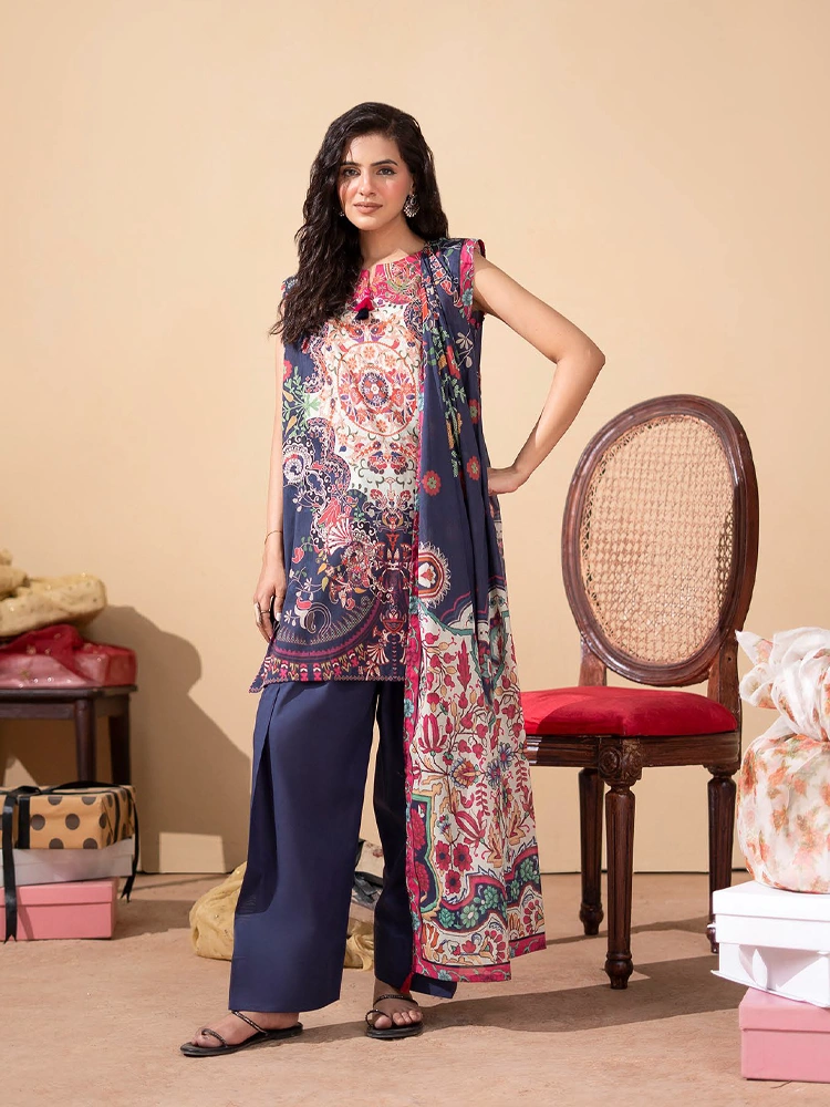 Unstitched 3Pc Luxury Digital Printed Lawn Dress Araz by GullJee GJA 108