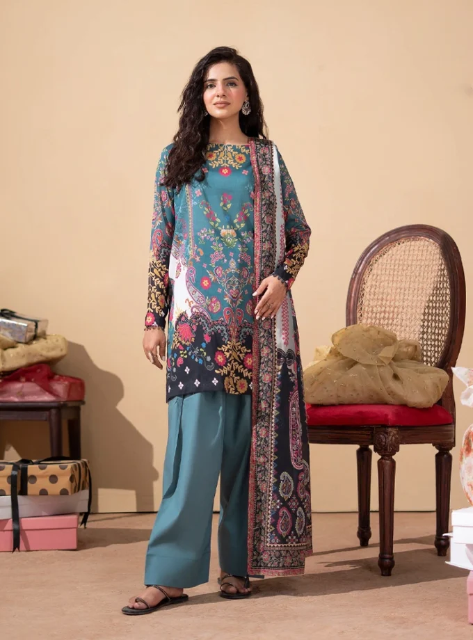 Unstitched 3Pc Luxury Digital Printed Lawn Dress Araz by GullJee GJA 110