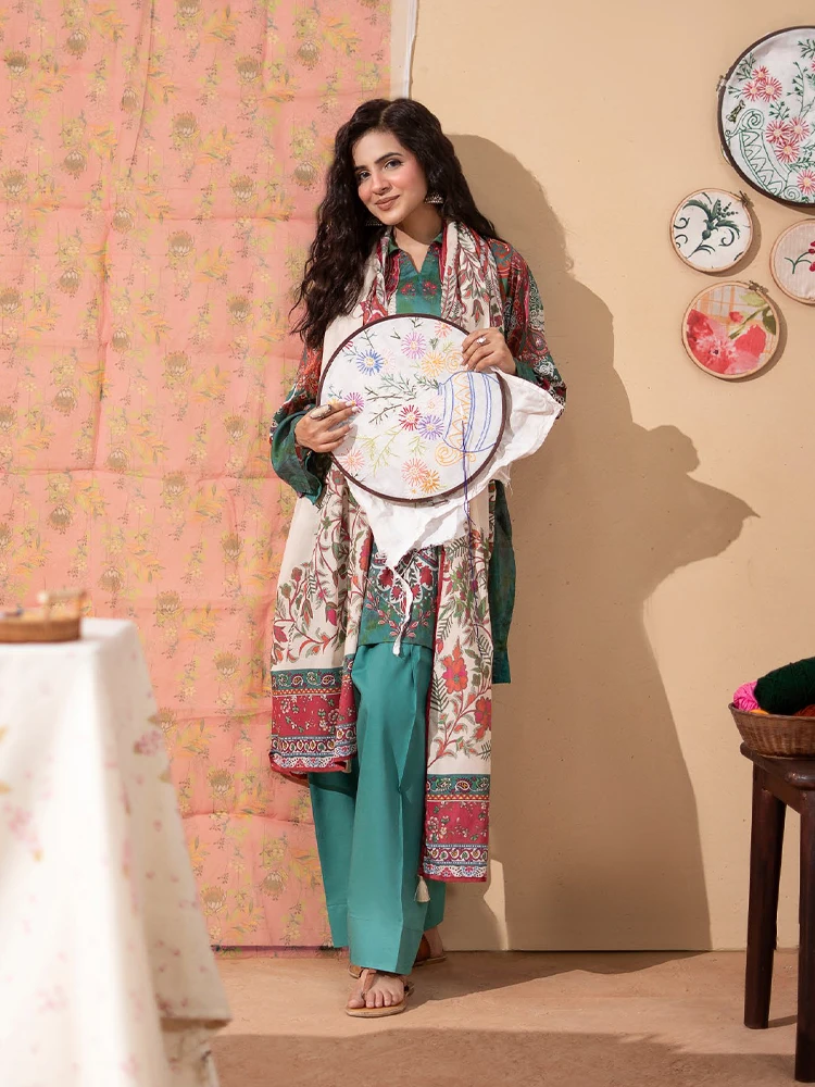 Unstitched 3Pc Luxury Digital Printed Lawn Dress Araz by GullJee GJA 104 - Image 2