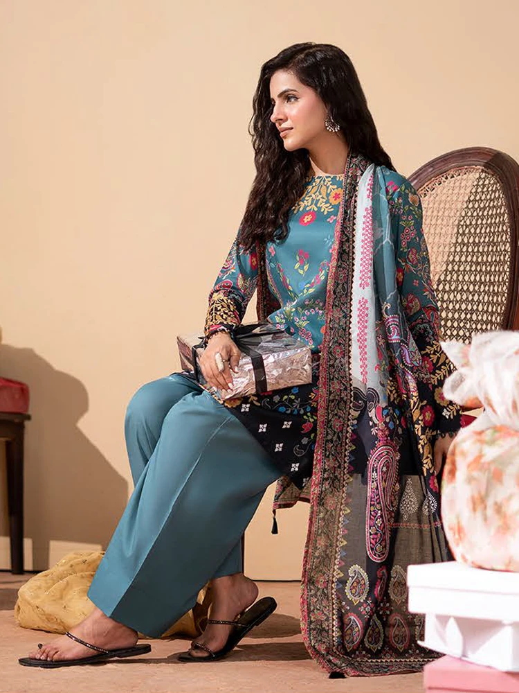 Unstitched 3Pc Luxury Digital Printed Lawn Dress Araz by GullJee GJA 110 - Image 2