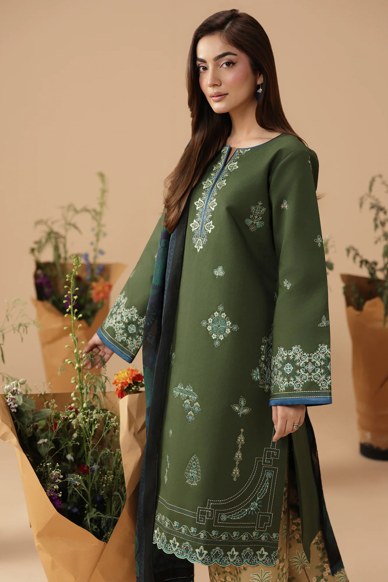 Unstitched 3Pc Embroidered Lawn Dress Jahaan by RajBari RBJ 07 - Image 3