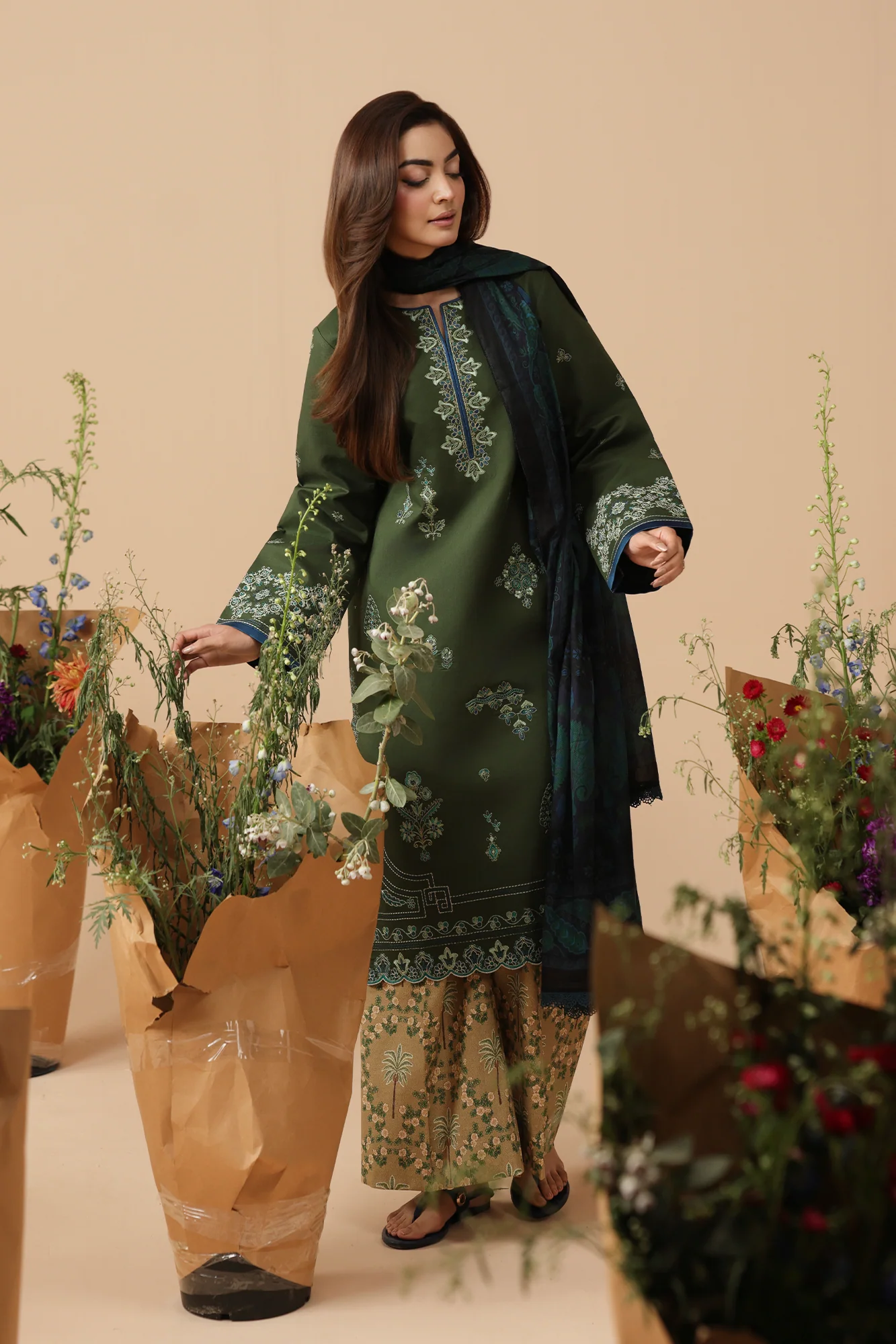 Unstitched 3Pc Embroidered Lawn Dress Jahaan by RajBari RBJ 07 - Image 5