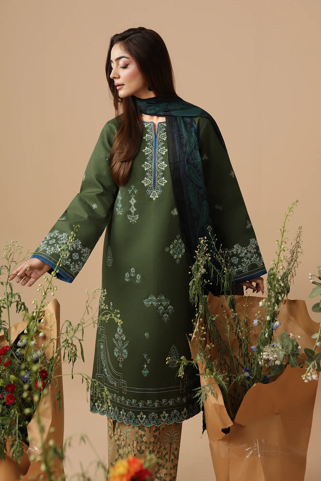 Unstitched 3Pc Embroidered Lawn Dress Jahaan by RajBari RBJ 07 - Image 6