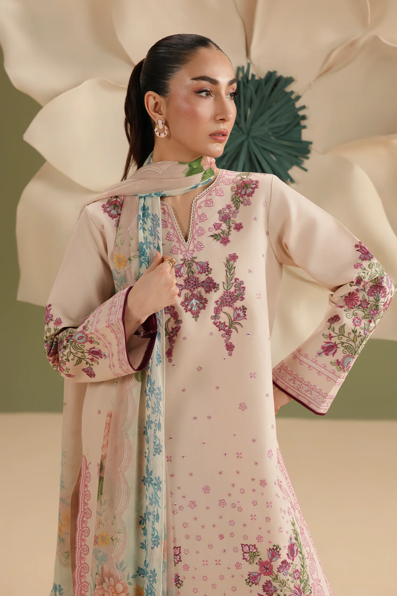 Unstitched 3Pc Embroidered Lawn Dress Jahaan by RajBari RBJ 08 - Image 2