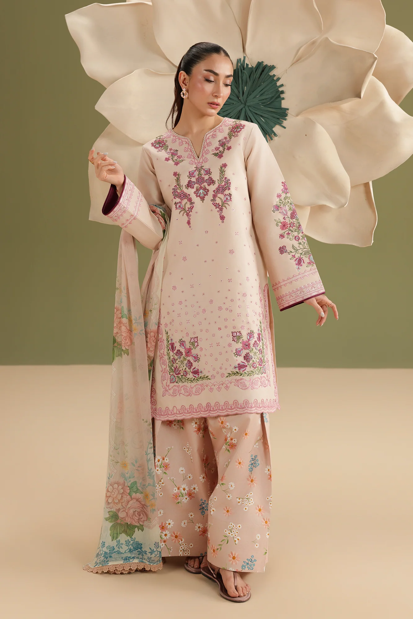 Unstitched 3Pc Embroidered Lawn Dress Jahaan by RajBari RBJ 08 - Image 3