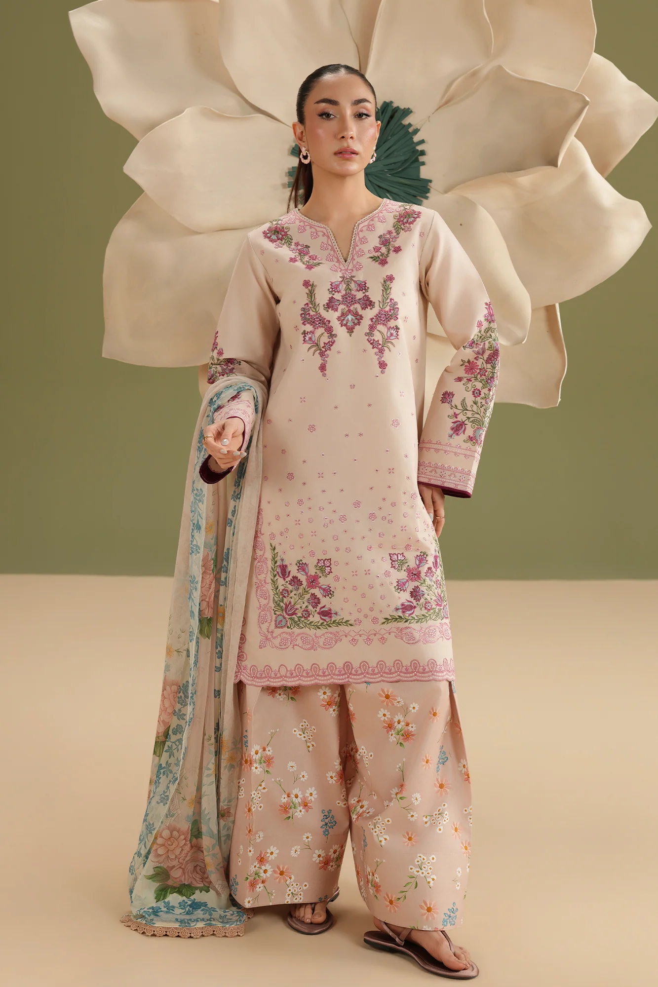 Unstitched 3Pc Embroidered Lawn Dress Jahaan by RajBari RBJ 08 - Image 4