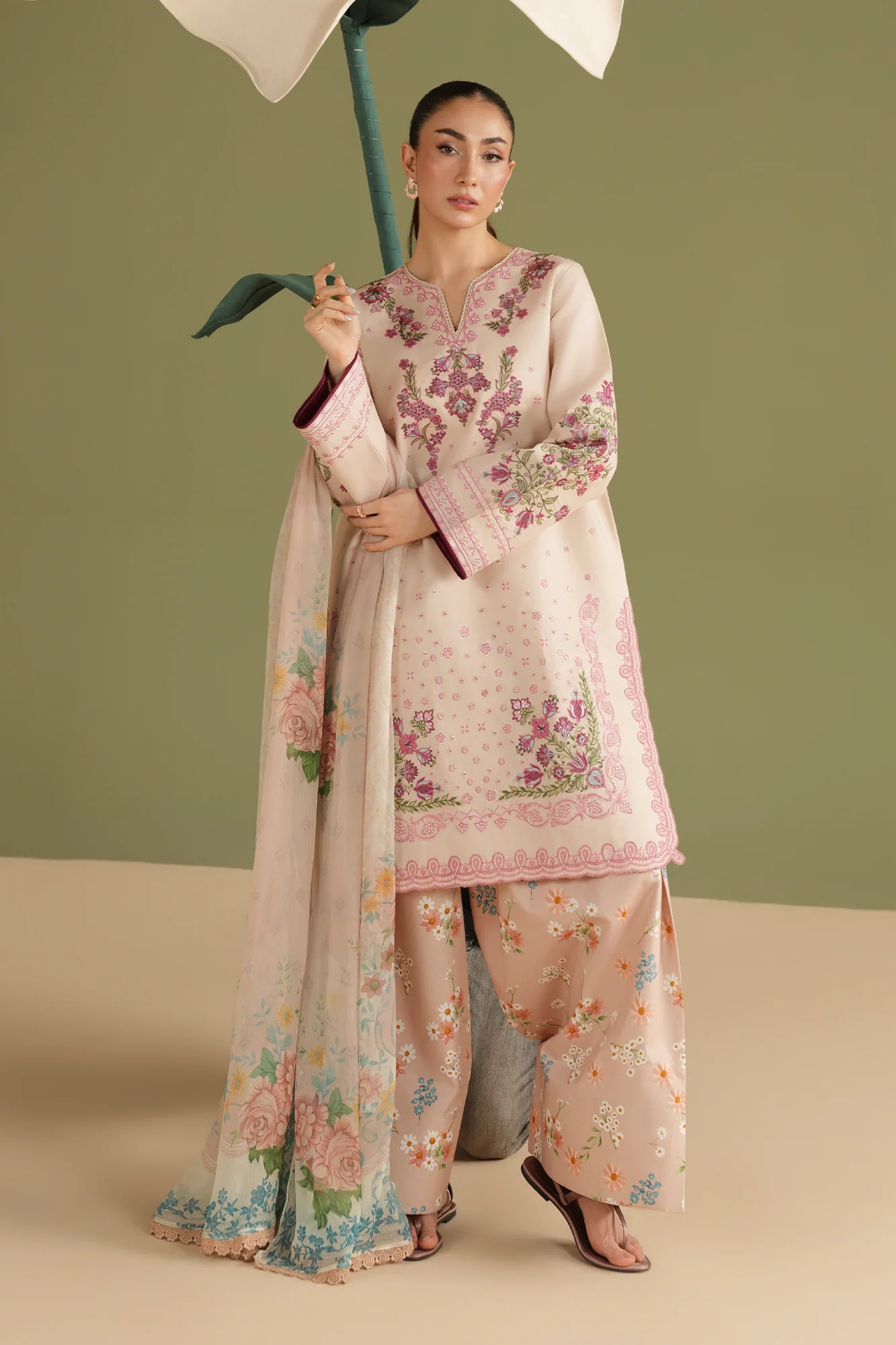 Unstitched 3Pc Embroidered Lawn Dress Jahaan by RajBari RBJ 08 - Image 6