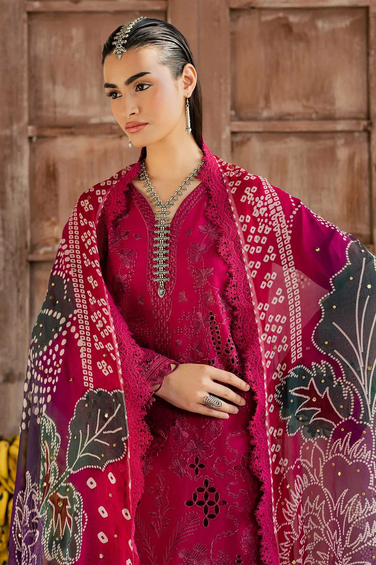 Unstitched 4Pc Embroidered Chikankari Lawn Dress Bazar by Nureh NE 255 - Image 3