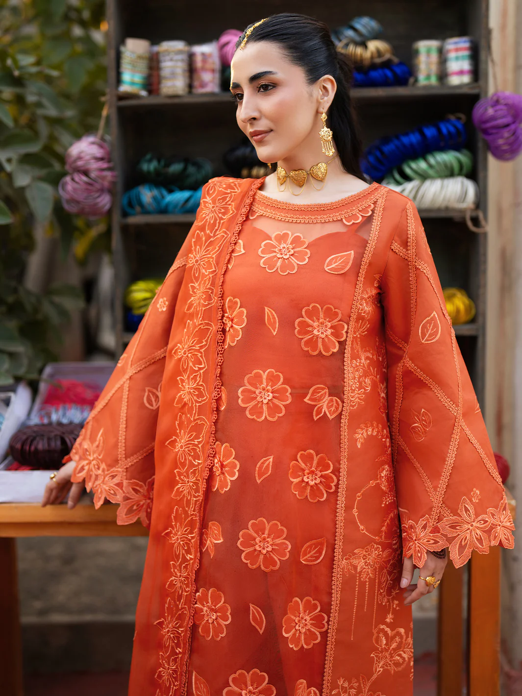 Unstitched 3Pc Embroidered Lawn Dress Satrangi by Mahnur ST09 - Image 5