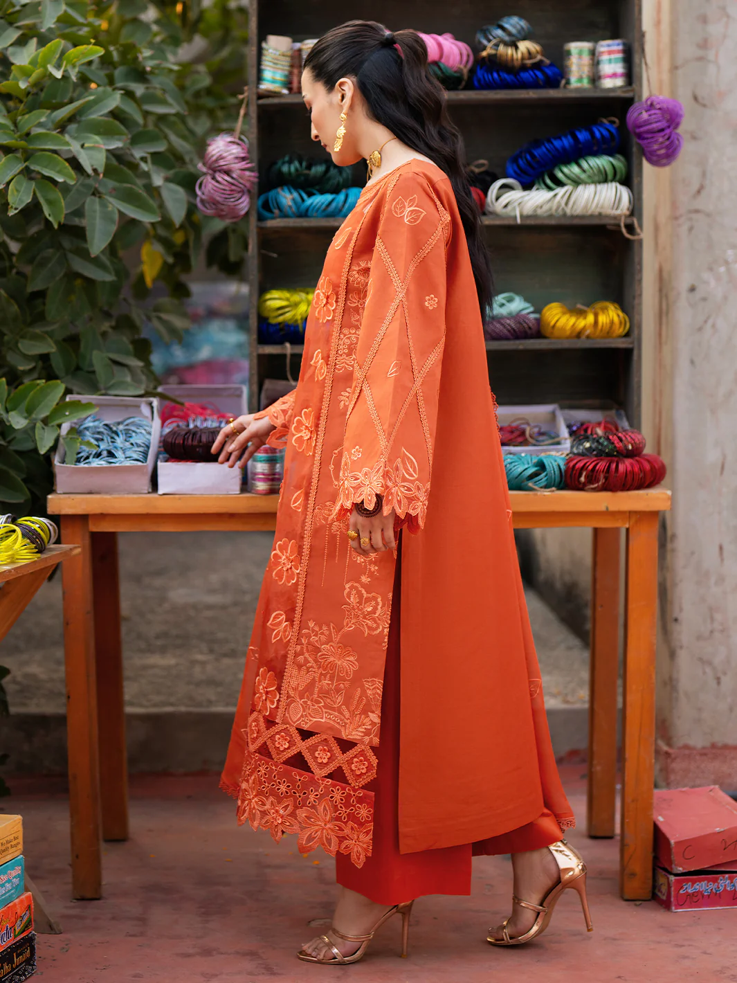 Unstitched 3Pc Embroidered Lawn Dress Satrangi by Mahnur ST09 - Image 6