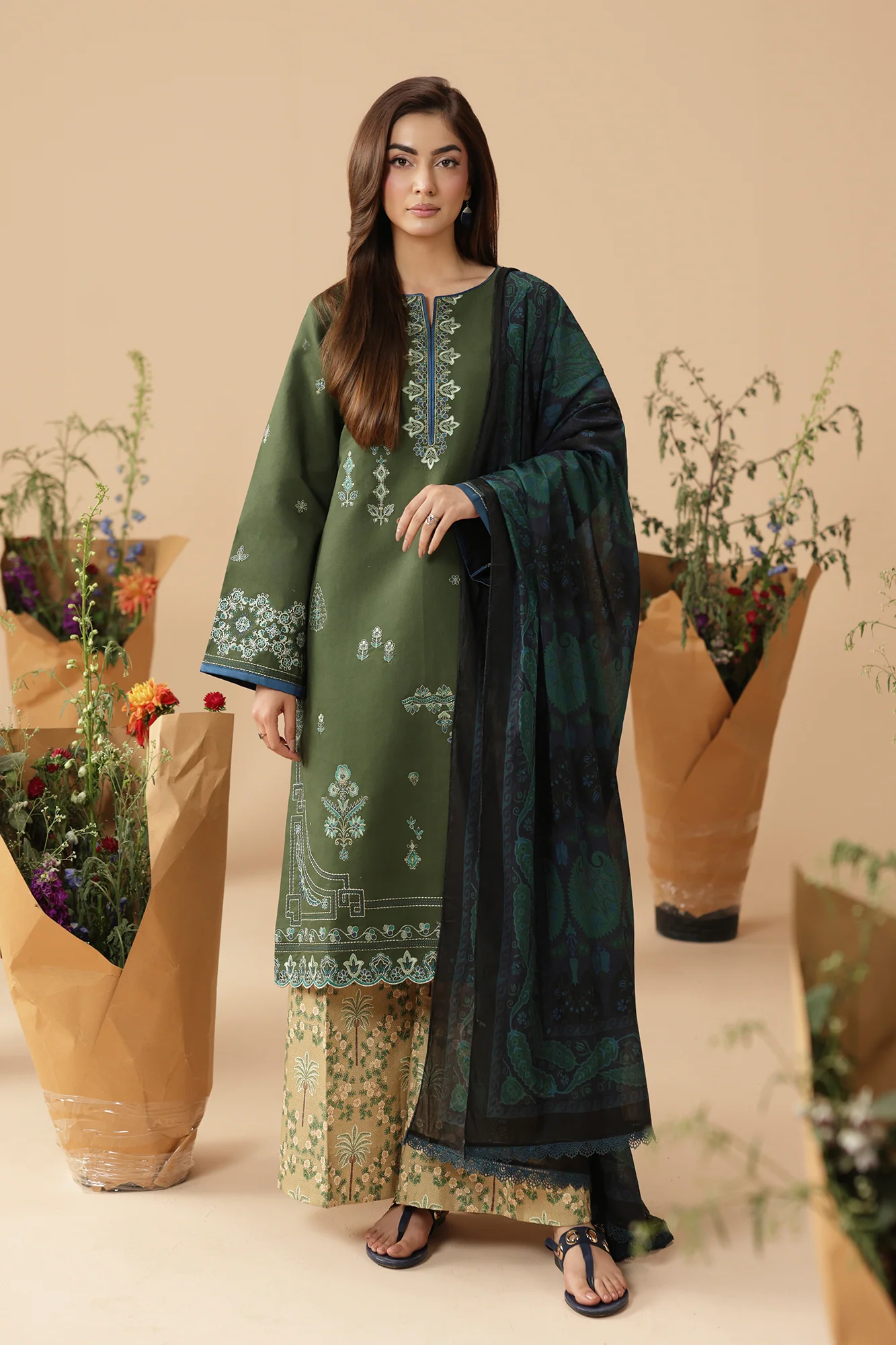 Unstitched 3Pc Embroidered Lawn Dress Jahaan by RajBari RBJ 07