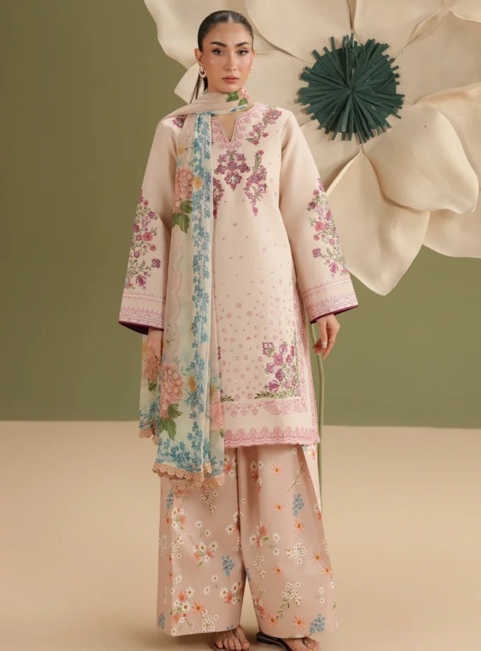 Unstitched 3Pc Embroidered Lawn Dress Jahaan by RajBari RBJ 08