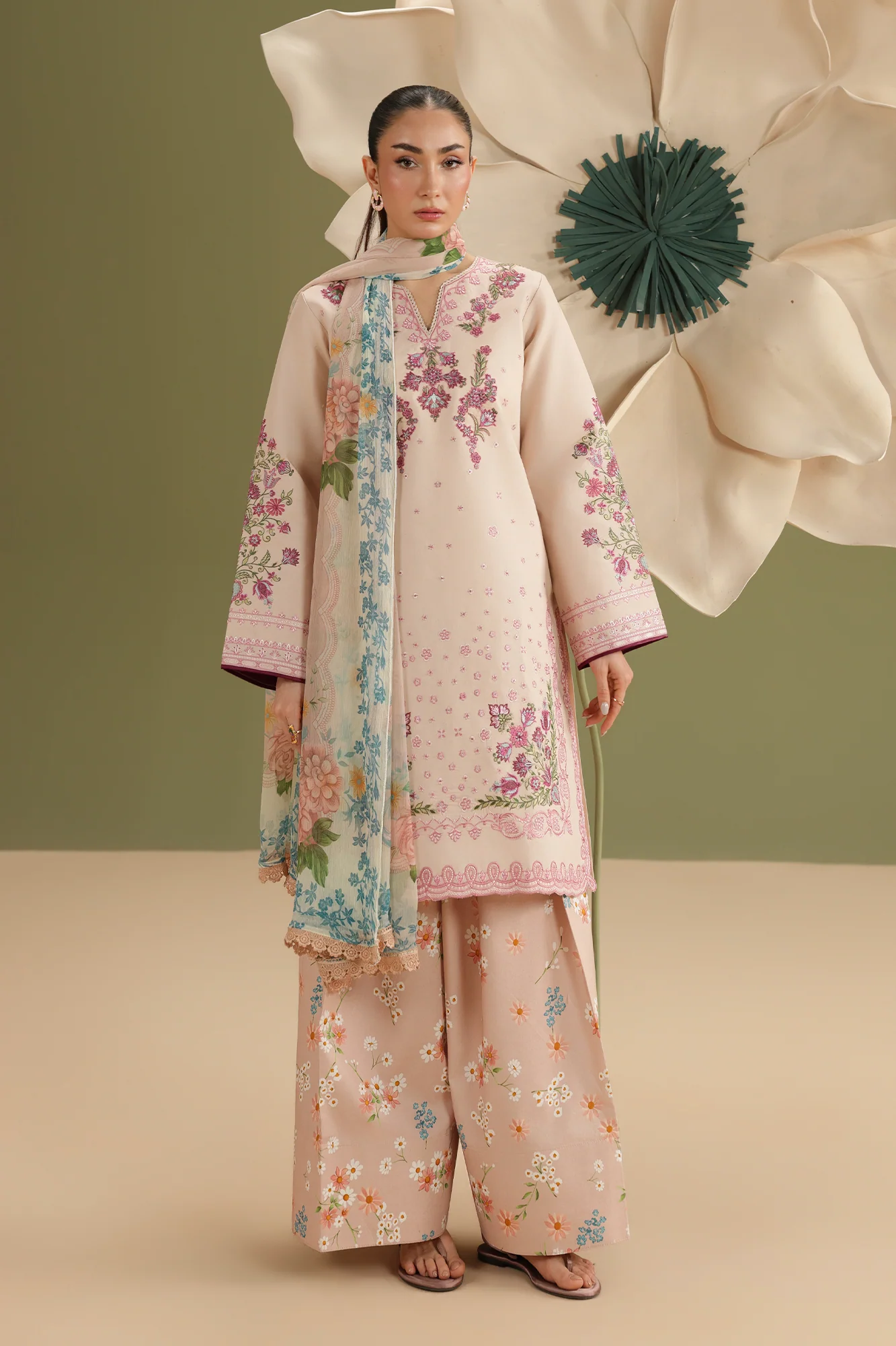 Unstitched 3Pc Embroidered Lawn Dress Jahaan by RajBari RBJ 08
