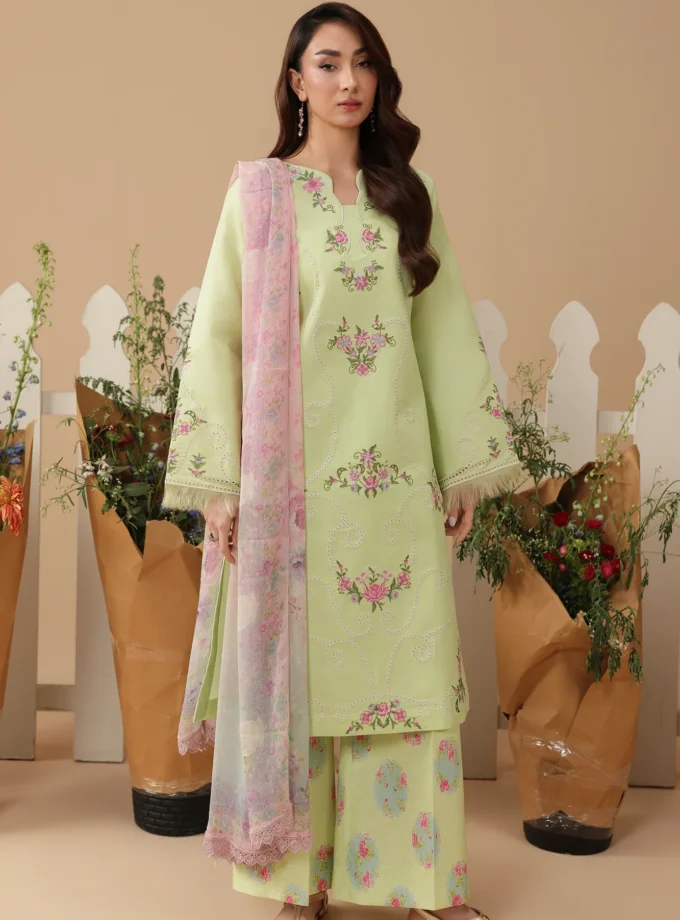 Unstitched 3Pc Embroidered Lawn Dress Jahaan by RajBari RBJ 11