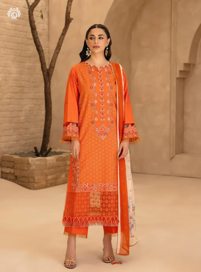 Unstitched 3Pc Embroidered Lawn Dress Sitara Noor by GullJee GJSN-04
