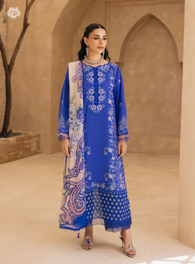 Unstitched 3Pc Embroidered Lawn Dress Sitara Noor by GullJee GJSN-05