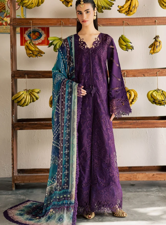 Unstitched 4Pc Embroidered Chikankari Lawn Dress Bazar by Nureh NE 253