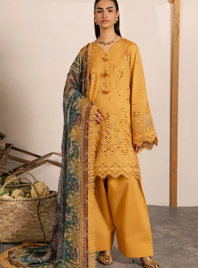 Unstitched 4Pc Embroidered Chikankari Lawn Dress Bazar by Nureh NE 254
