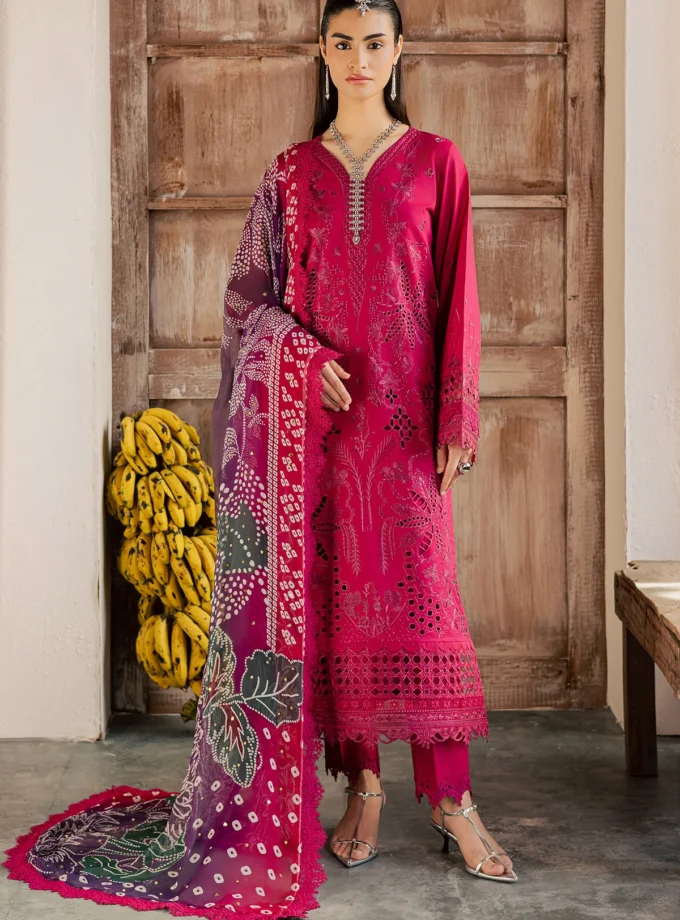 Unstitched 4Pc Embroidered Chikankari Lawn Dress Bazar by Nureh NE 255