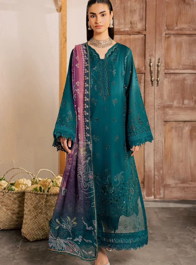 Unstitched 4Pc Embroidered Chikankari Lawn Dress Bazar by Nureh NE 256