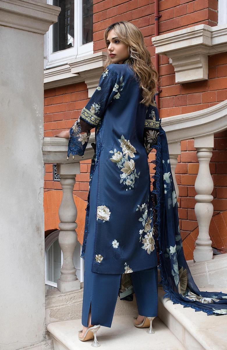 Unstitched 3Pc Embroidered Lawn Dress AlZohaib Sunshine Bloom SBE2-1 - Image 3