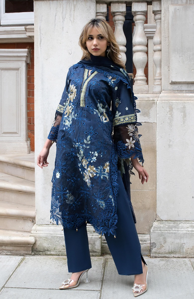 Unstitched 3Pc Embroidered Lawn Dress AlZohaib Sunshine Bloom SBE2-1 - Image 2