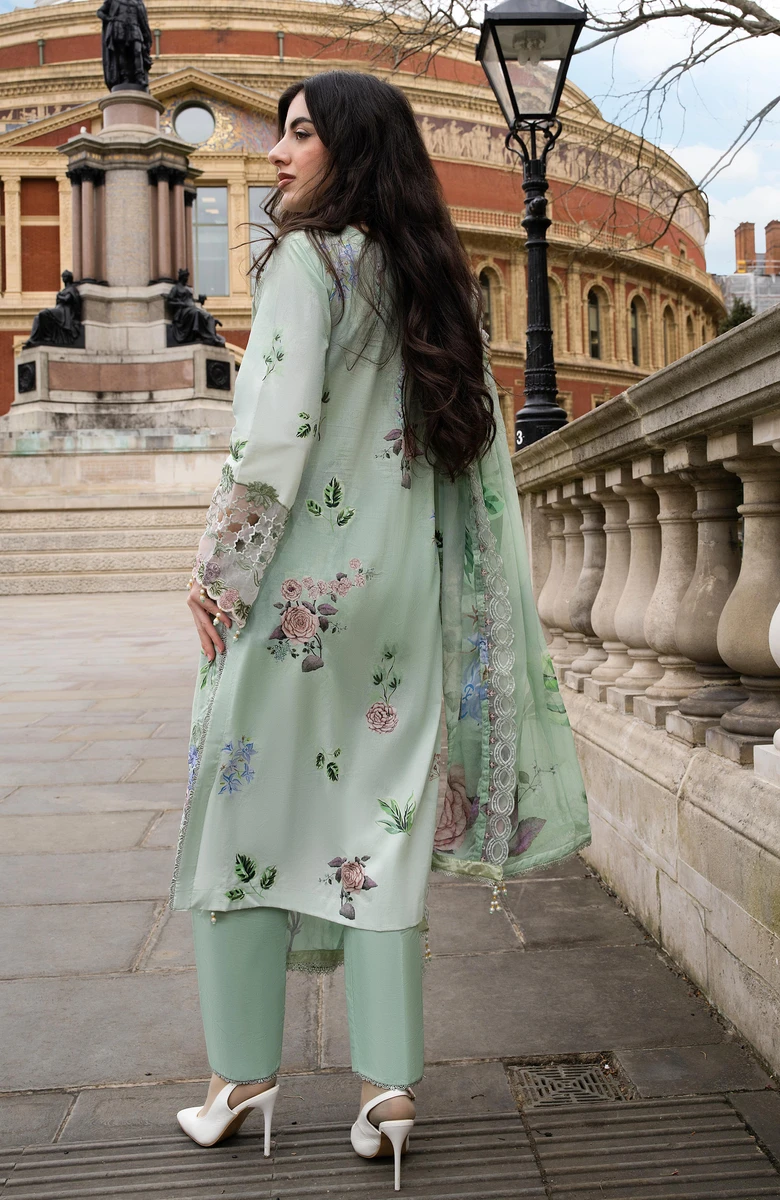 Unstitched 3Pc Embroidered Lawn Dress AlZohaib Sunshine Bloom SBE2-3 - Image 2
