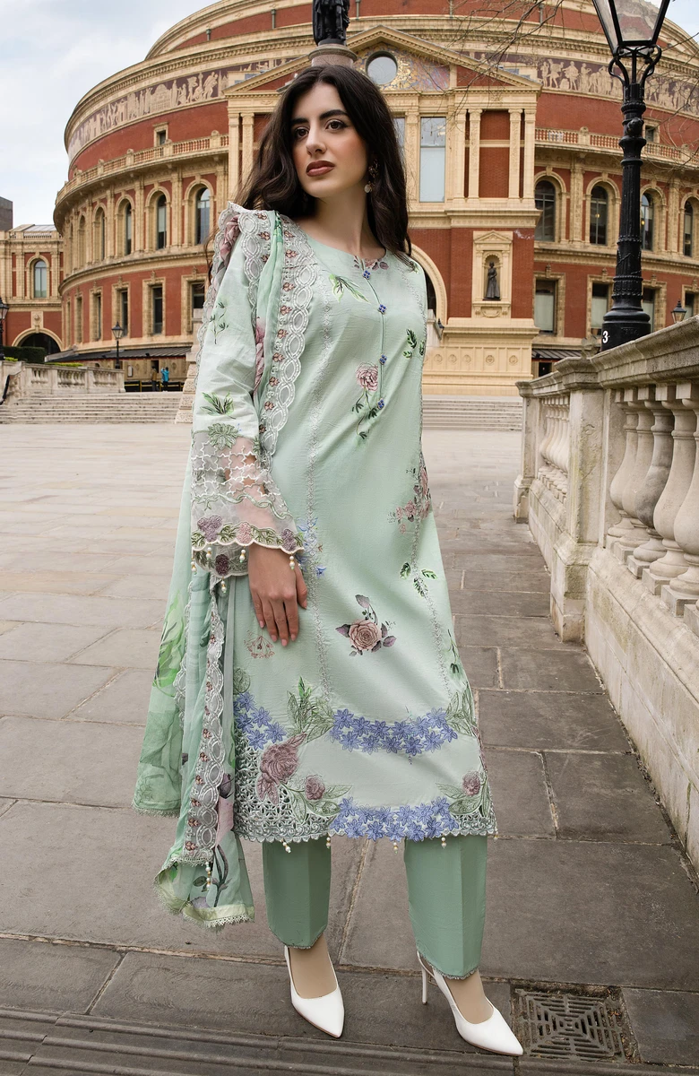Unstitched 3Pc Embroidered Lawn Dress AlZohaib Sunshine Bloom SBE2-3 - Image 3