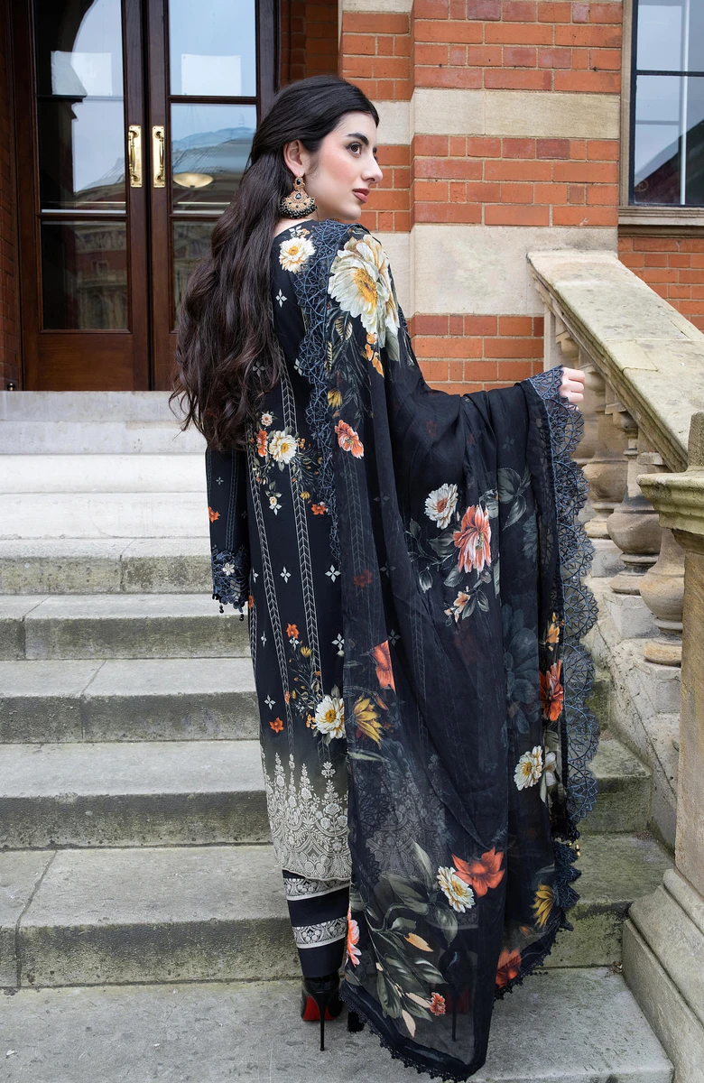 Unstitched 3Pc Embroidered Lawn Dress AlZohaib Sunshine Bloom SBE2-5 - Image 2