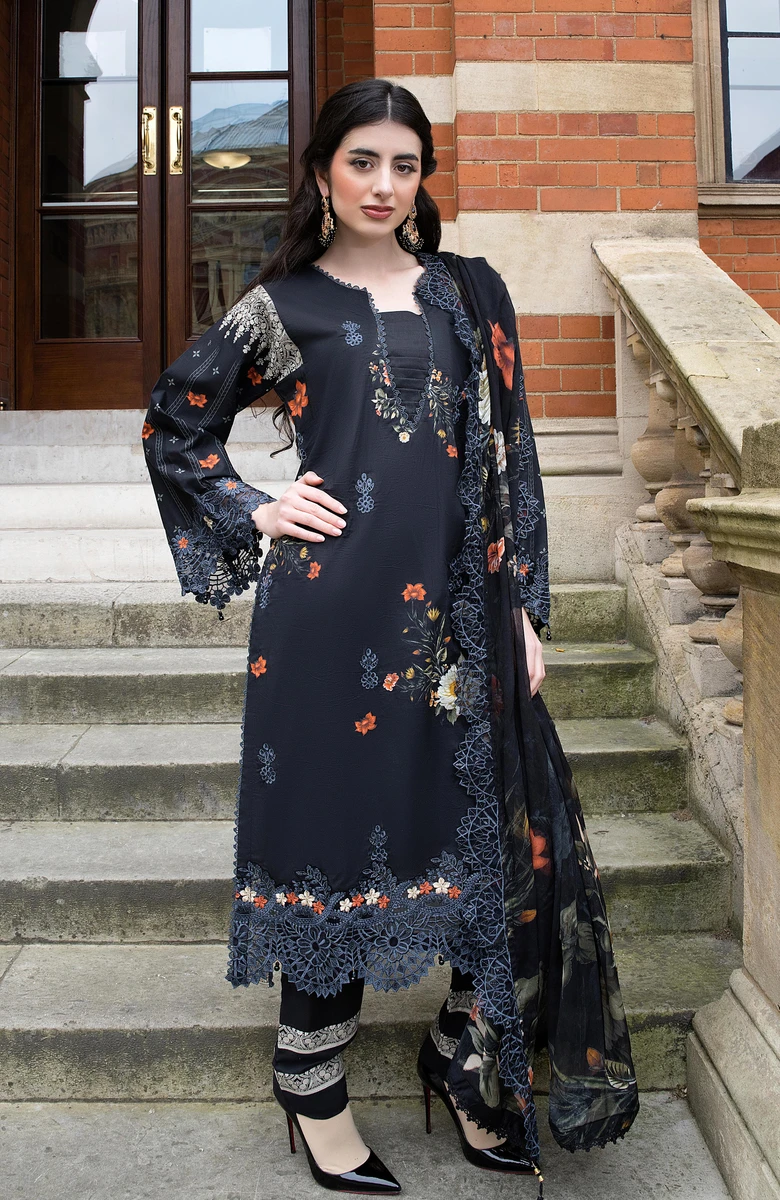 Unstitched 3Pc Embroidered Lawn Dress AlZohaib Sunshine Bloom SBE2-5 - Image 3